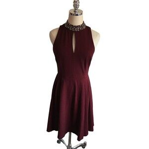 Kut From The Kloth Dress Women's Size 4 Dark Red Sleeveless Rhinestones